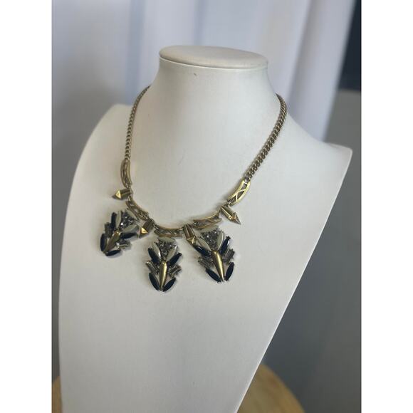 J. Crew J Crew gold tone statement necklace signed costume jewelry faux jewels - Picture 7 of 14